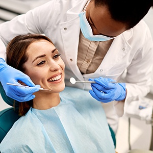 Woman about to undergo dental exam