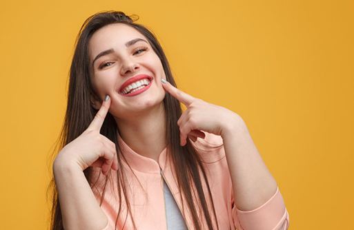 Lady shows off pretty smile